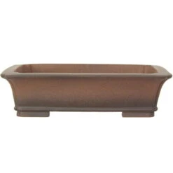 Bonsaischale 30.5x24x8cm Antik-Braun Rechteckig Unglasiert