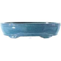 Bonsaischale 34x25x8.5cm Hellblau Oval Glasiert