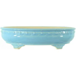 Bonsaischale 35.5x28.5x9cm Hellblau Oval Glasiert