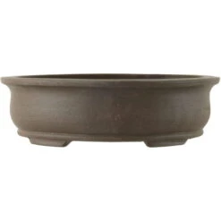 Bonsaischale 37x33x11cm Dunkelgrau Oval Unglasiert