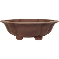 Bonsaischale 39x35x12.5cm Braun Lotusförmig Unglasiert