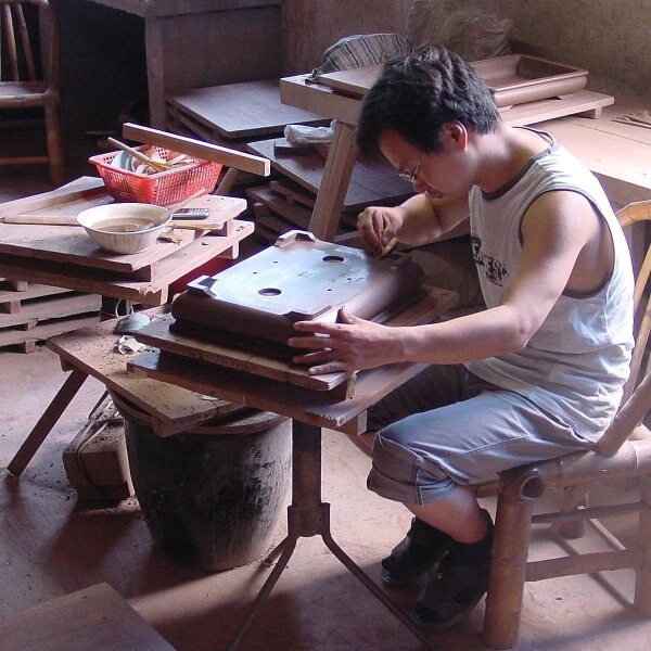 Bonsaischale 40x30.5x12.5cm Antik-Braun Lotusförmig Unglasiert – Bild 4