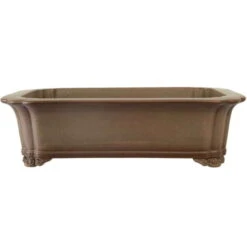 Bonsaischale 52.5x43.5x14cm Antik-Grau Rechteckig Unglasiert