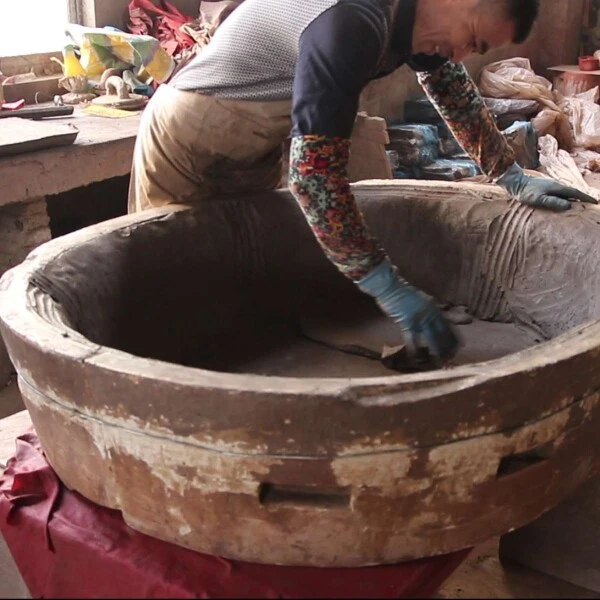 Bonsaischale 63x53x18cm Antik-Braun Lotusförmig Unglasiert – Bild 3