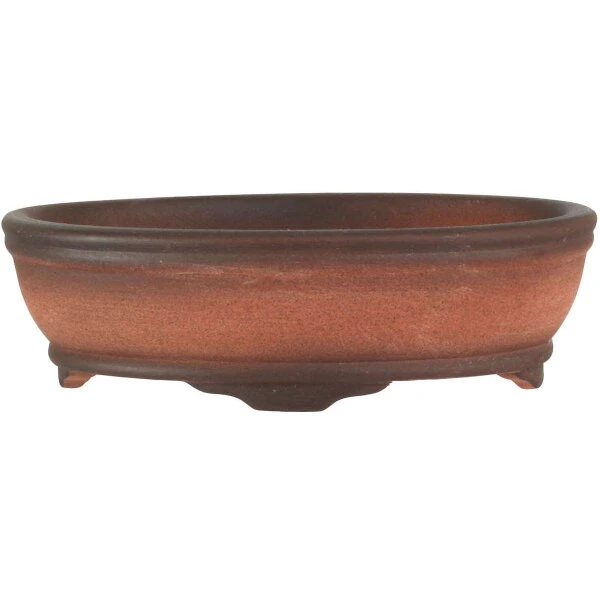 Bonsaischale 15x11x4.5cm Antik-Rotbraun Oval Unglasiert
