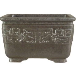 Bonsaischale 15x15x9cm Dunkelbraun Quadratisch Unglasiert