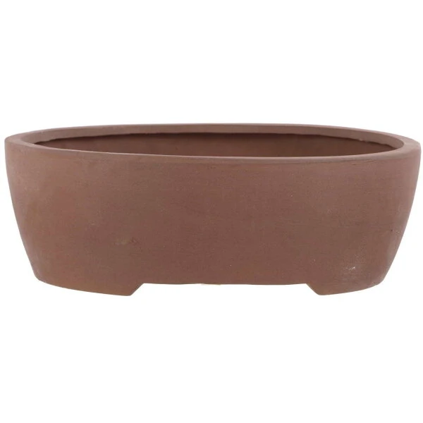 Bonsaischale 29x24x10cm Braun Oval Unglasiert