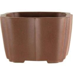 Bonsaischale 9.5x9.5x6cm Handarbeit Braun Quadratisch Unglasiert